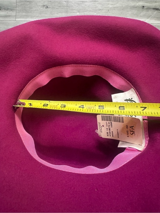 Frank Olive Vintage 1960’s  Fuchsia Wide Brim Hat with Black Band main image 12
